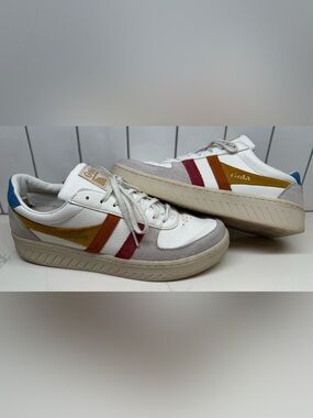Gola Grandslam Trident Womens Size 11US Fashion Sneakers White Slate Suede Retro